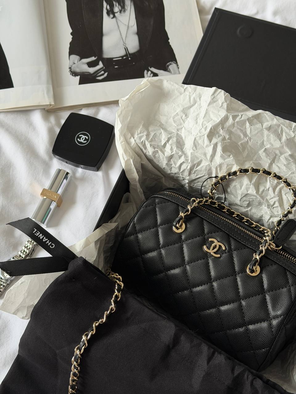 Chanel Mini Boston Chain Shoulder bag Black/Gold - 6