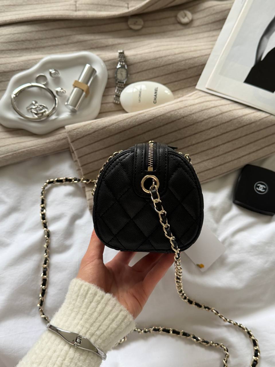 Chanel Mini Boston Chain Shoulder bag Black/Gold - 9