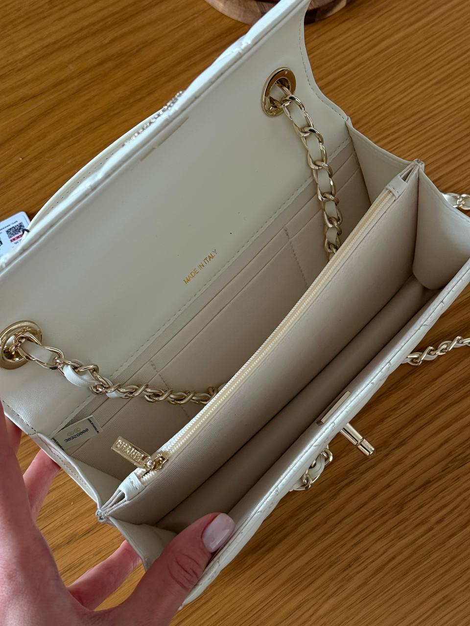 Chanel Mini Flap Bag with Top Handle Lambskin Milk/Gold - 10