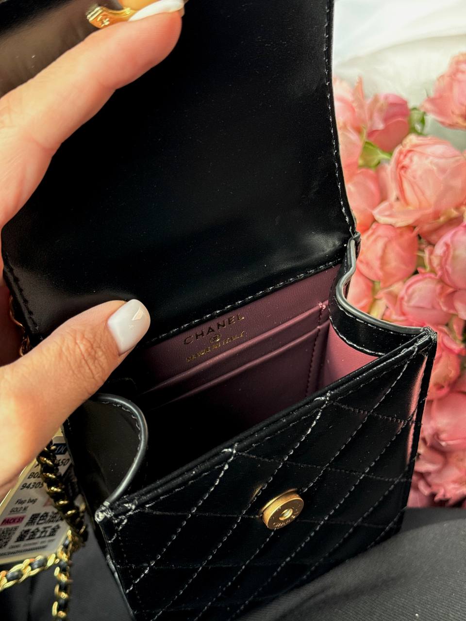 Chanel Pearl Crush Phone Case With Chain Lambskin Black - 14