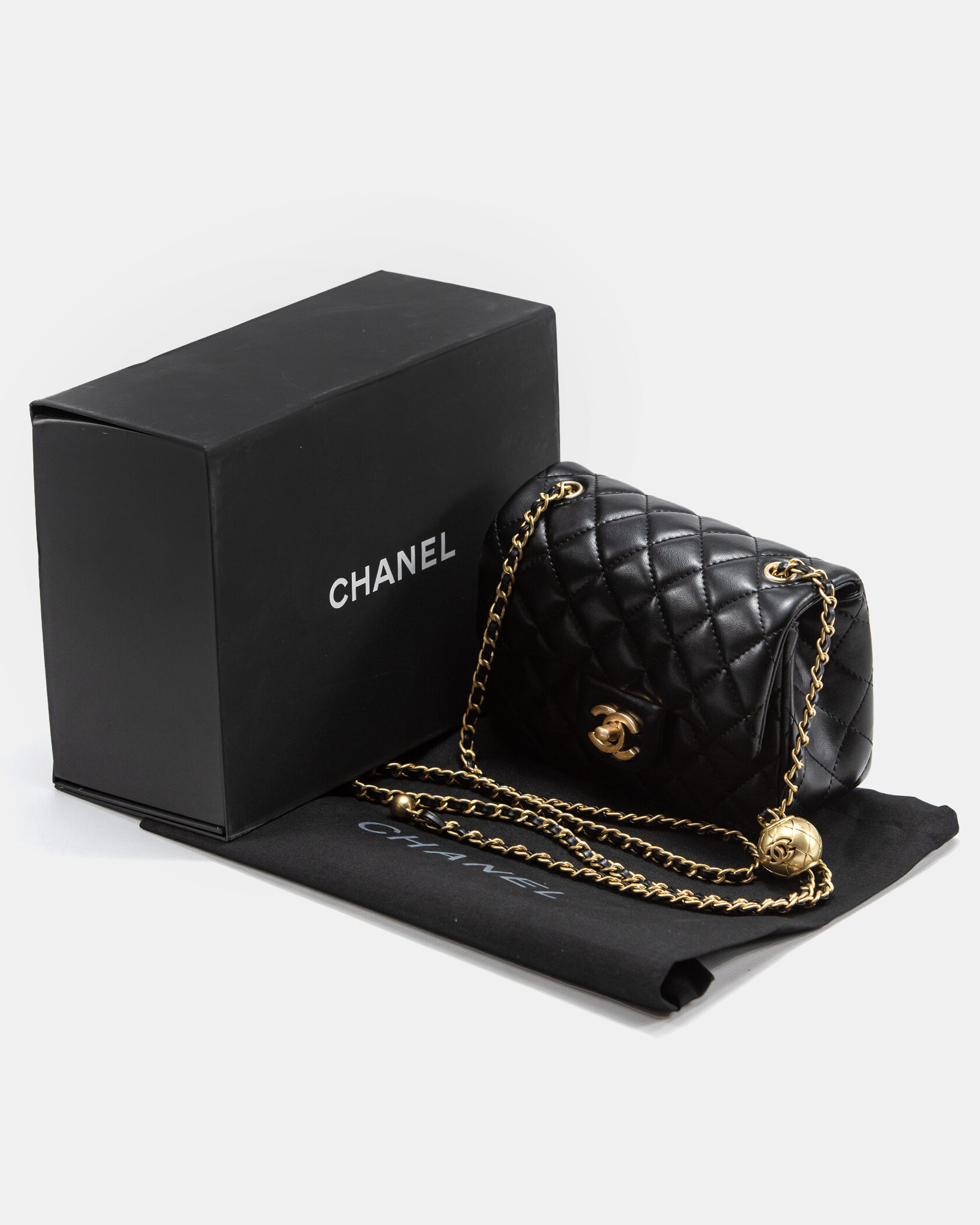 Chanel Rectangular Mini Classic Flap Bag in Black Lambskin with Gold Hardware - 2