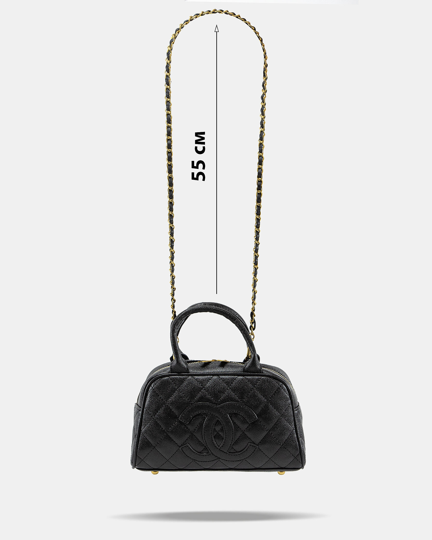 Chanel Small Bowling Bag in Black Caviar Leather - 4