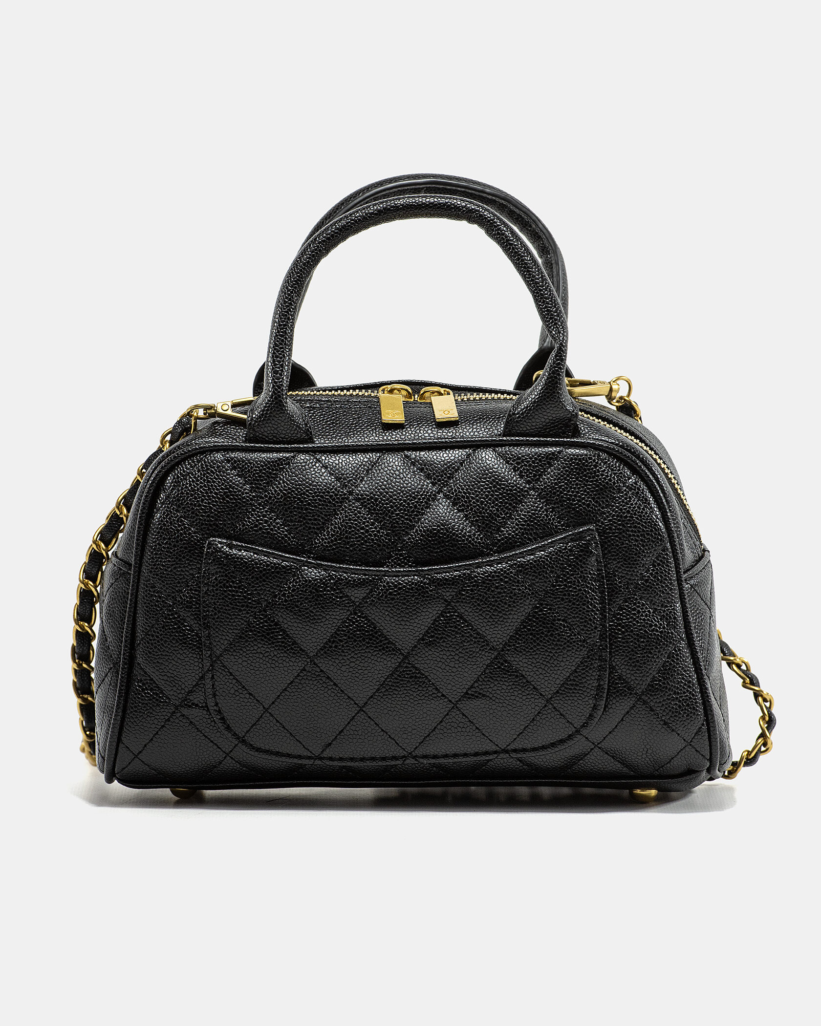 Chanel Small Bowling Bag in Black Caviar Leather - 7