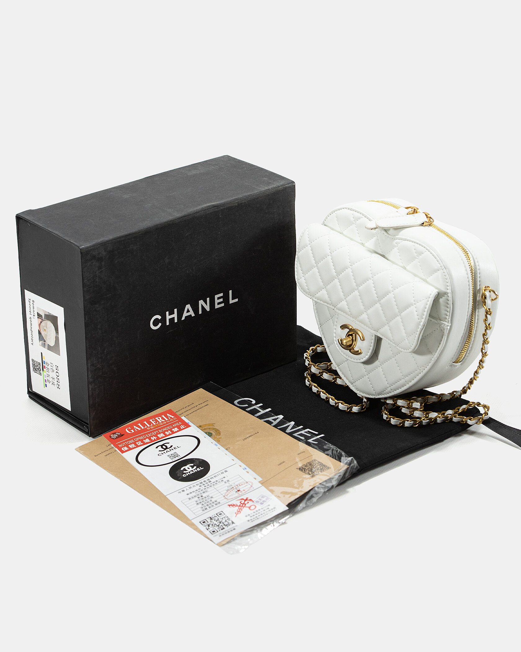 Chanel Small Heart Crossbody Bag in White Lambskin - 2