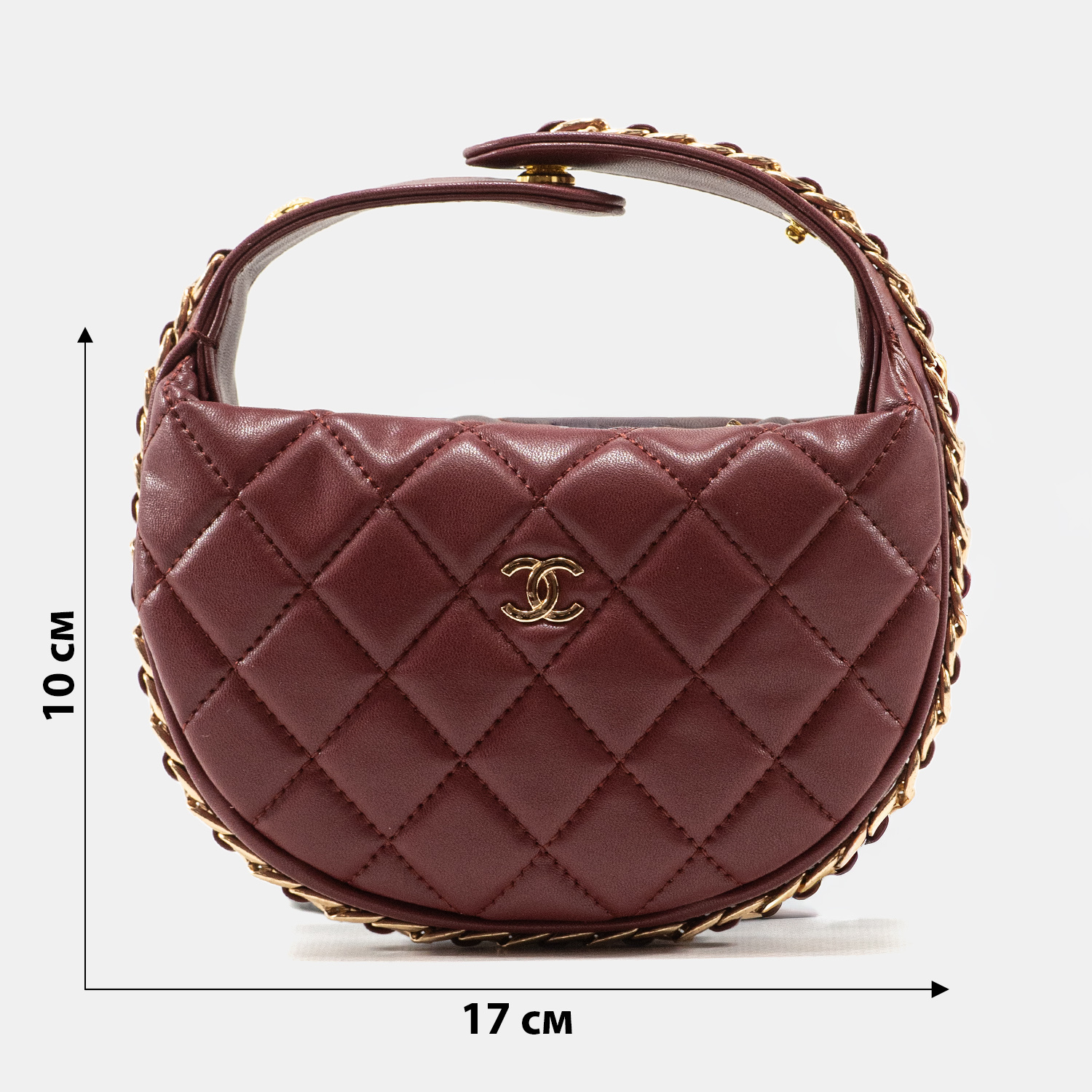 Chanel Small Hobo Bag Burgundy Lambskin with Gold-Tone Metal - 3