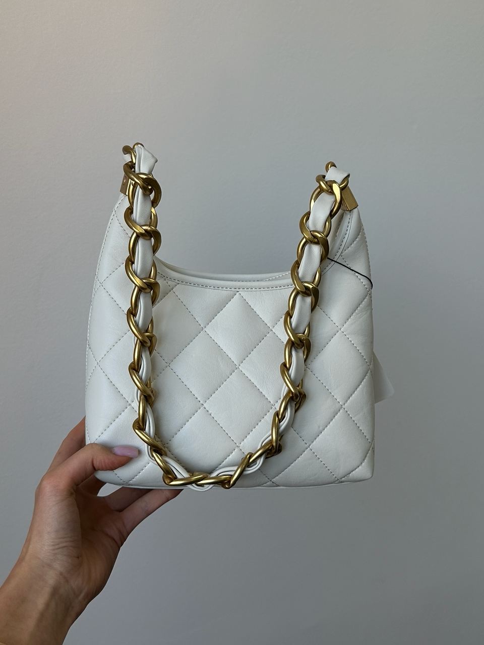 Chanel Small Hobo Bag Shiny Lambskin &amp; Gold-Tone Metal, Cream - 4