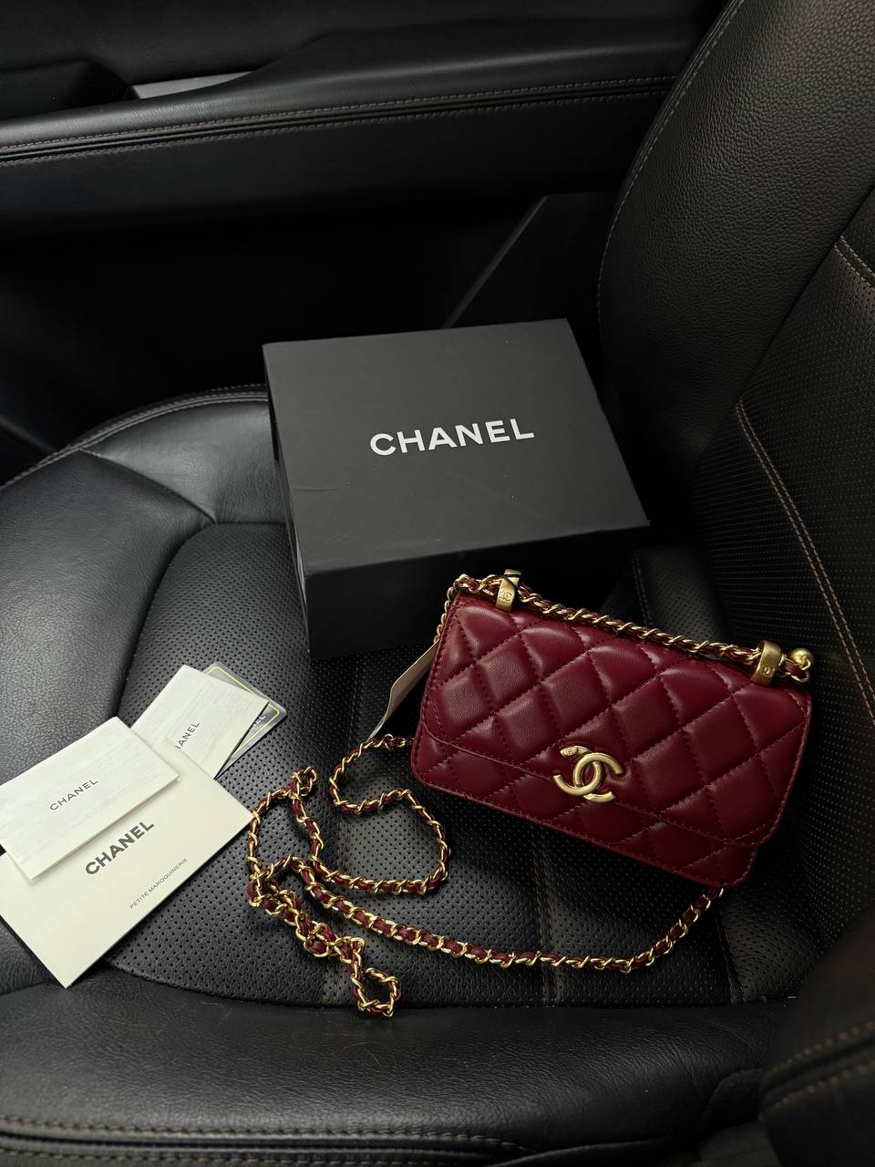 Chanel Trendy CC Wallet On Chain Lambskin Burgundy/Gold - 3