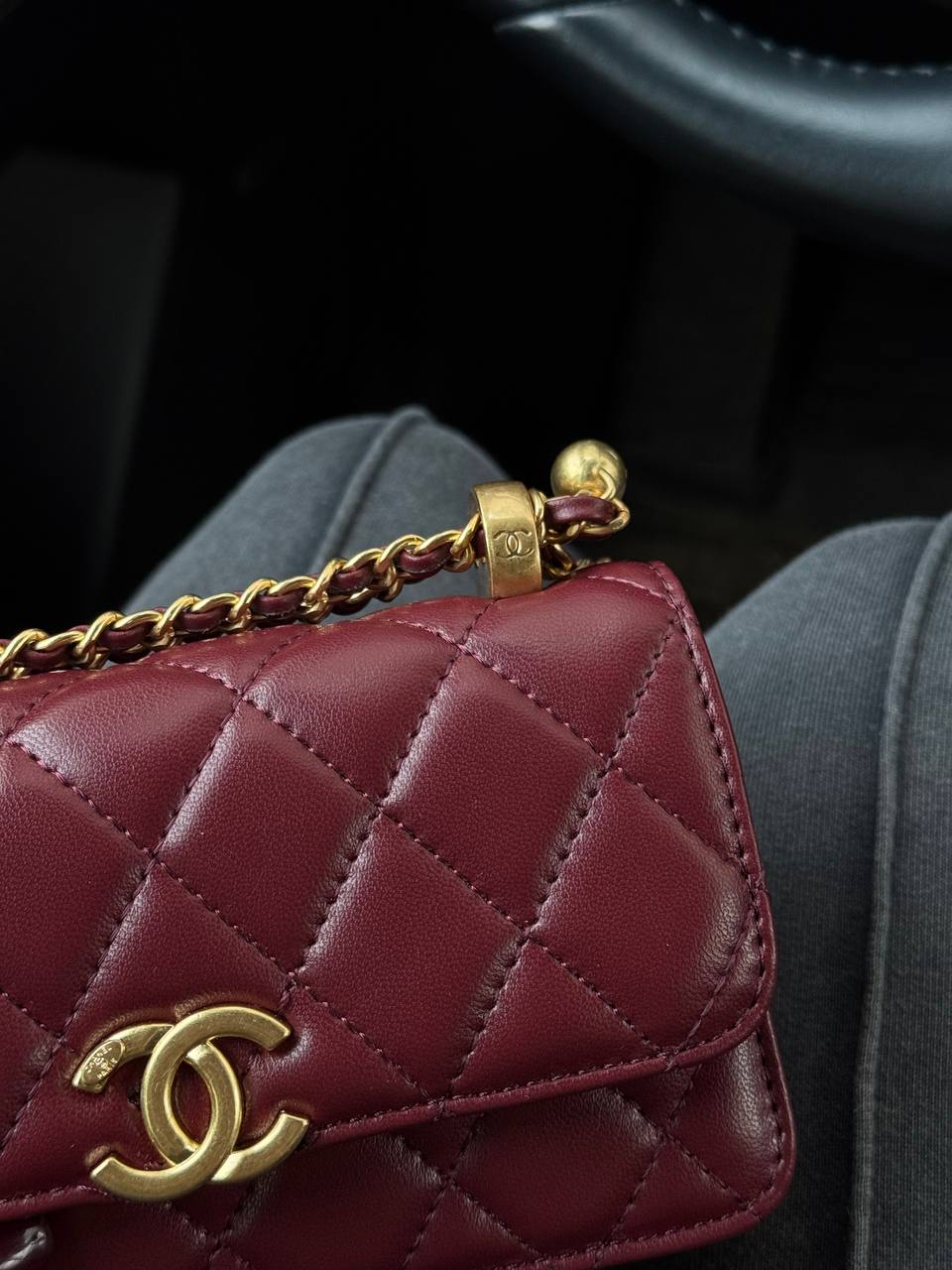 Chanel Trendy CC Wallet On Chain Lambskin Burgundy/Gold - 7