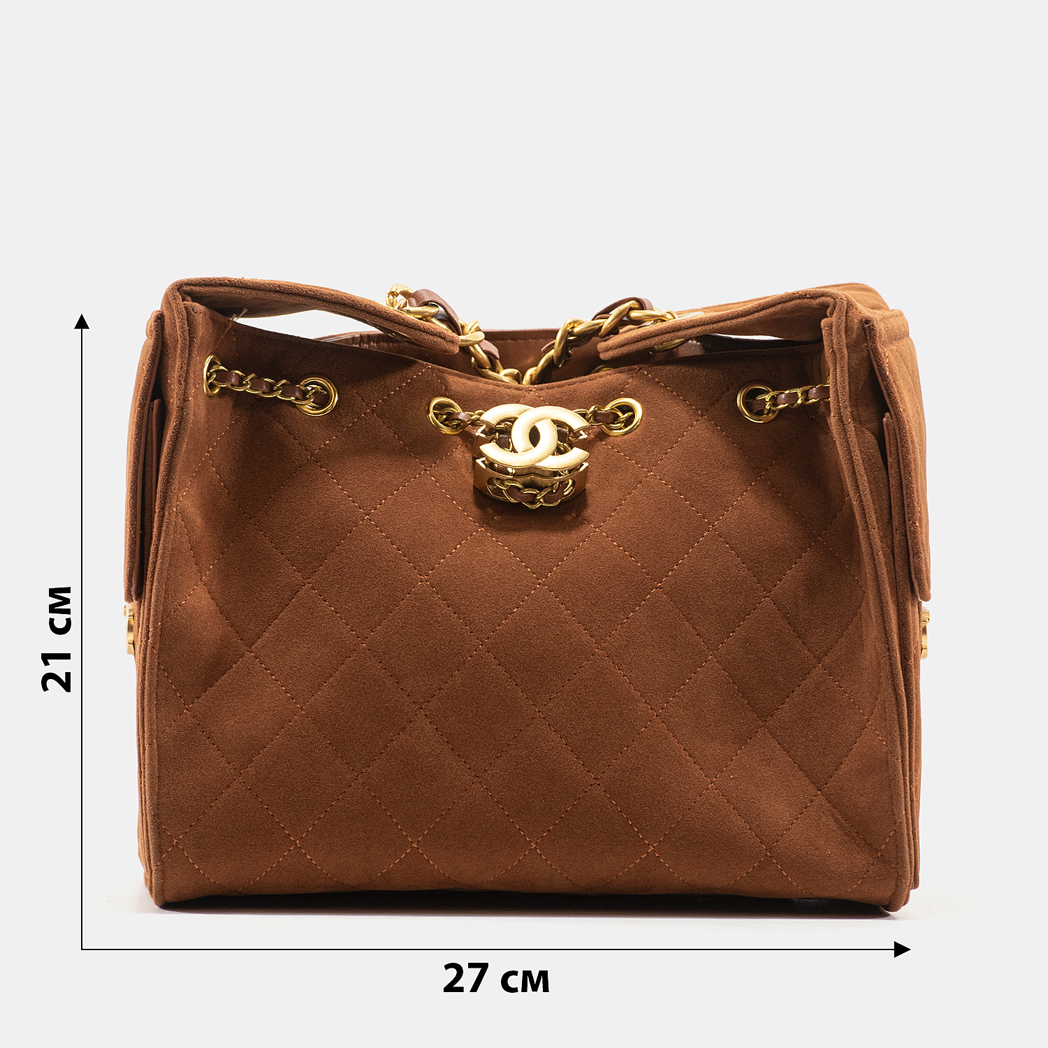 Chanel Vintage CC Logo Quilted Suede Flap Shoulder Bag Brown - 3