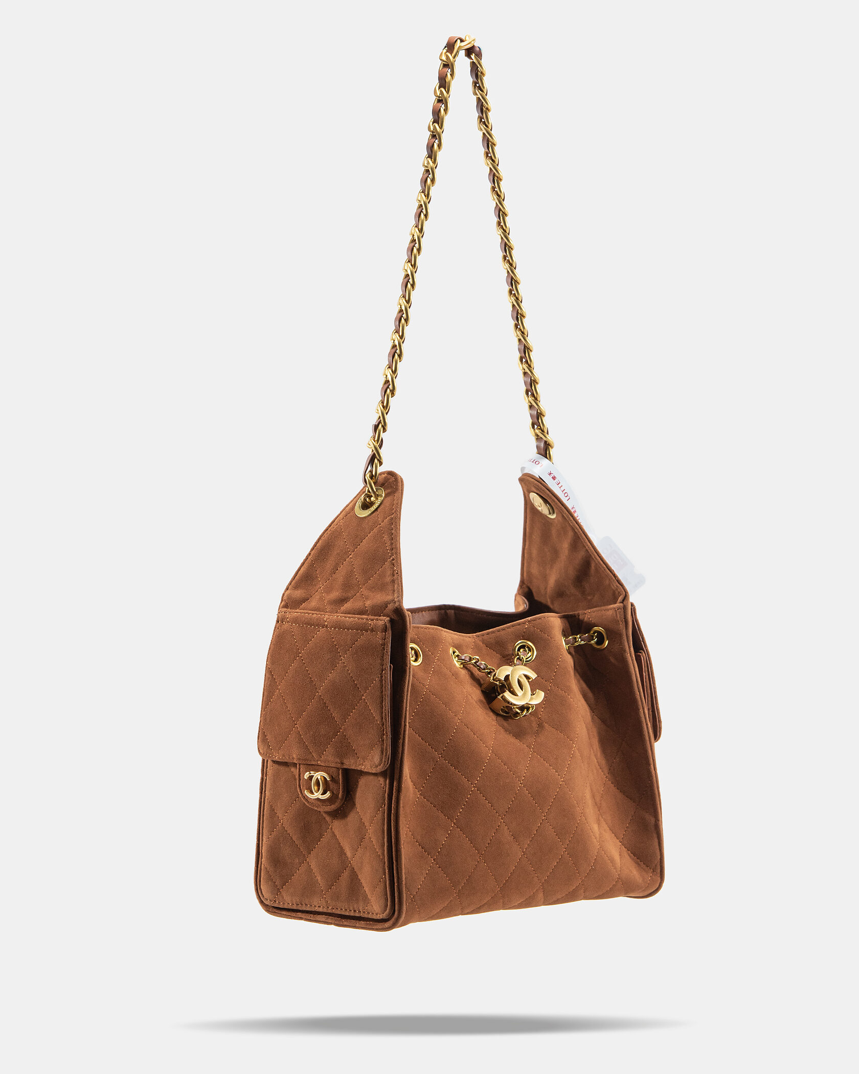 Chanel Vintage CC Logo Quilted Suede Flap Shoulder Bag Brown - 4