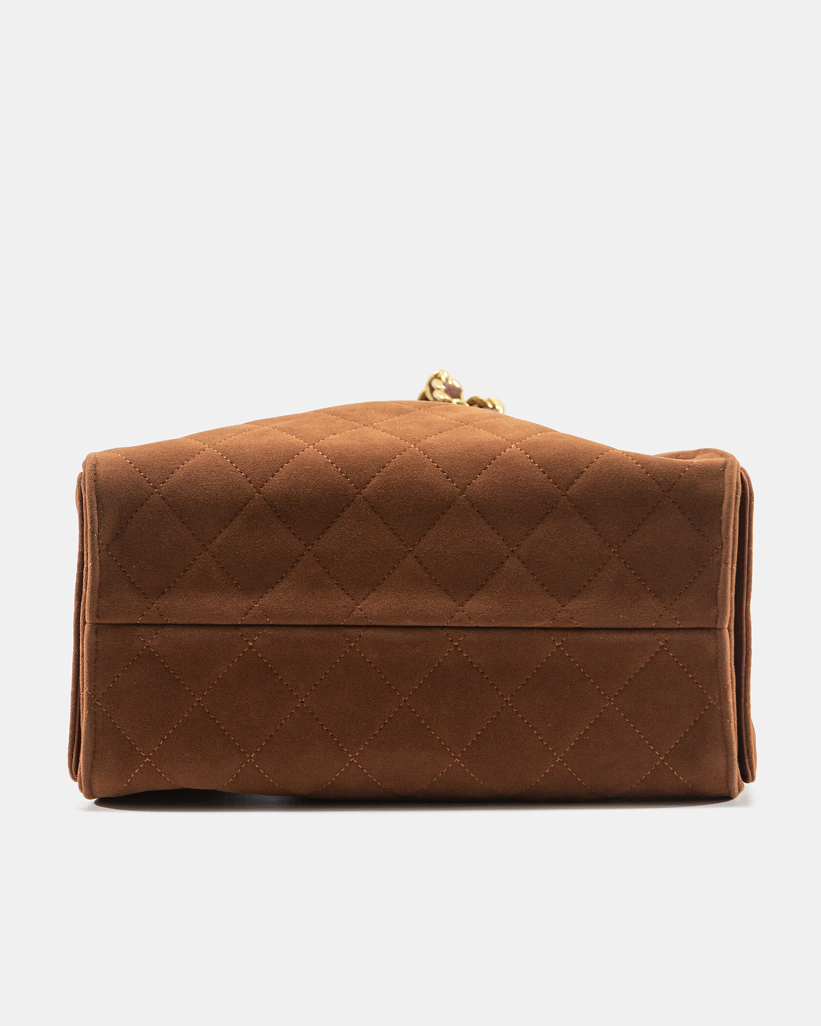 Chanel Vintage CC Logo Quilted Suede Flap Shoulder Bag Brown - 9