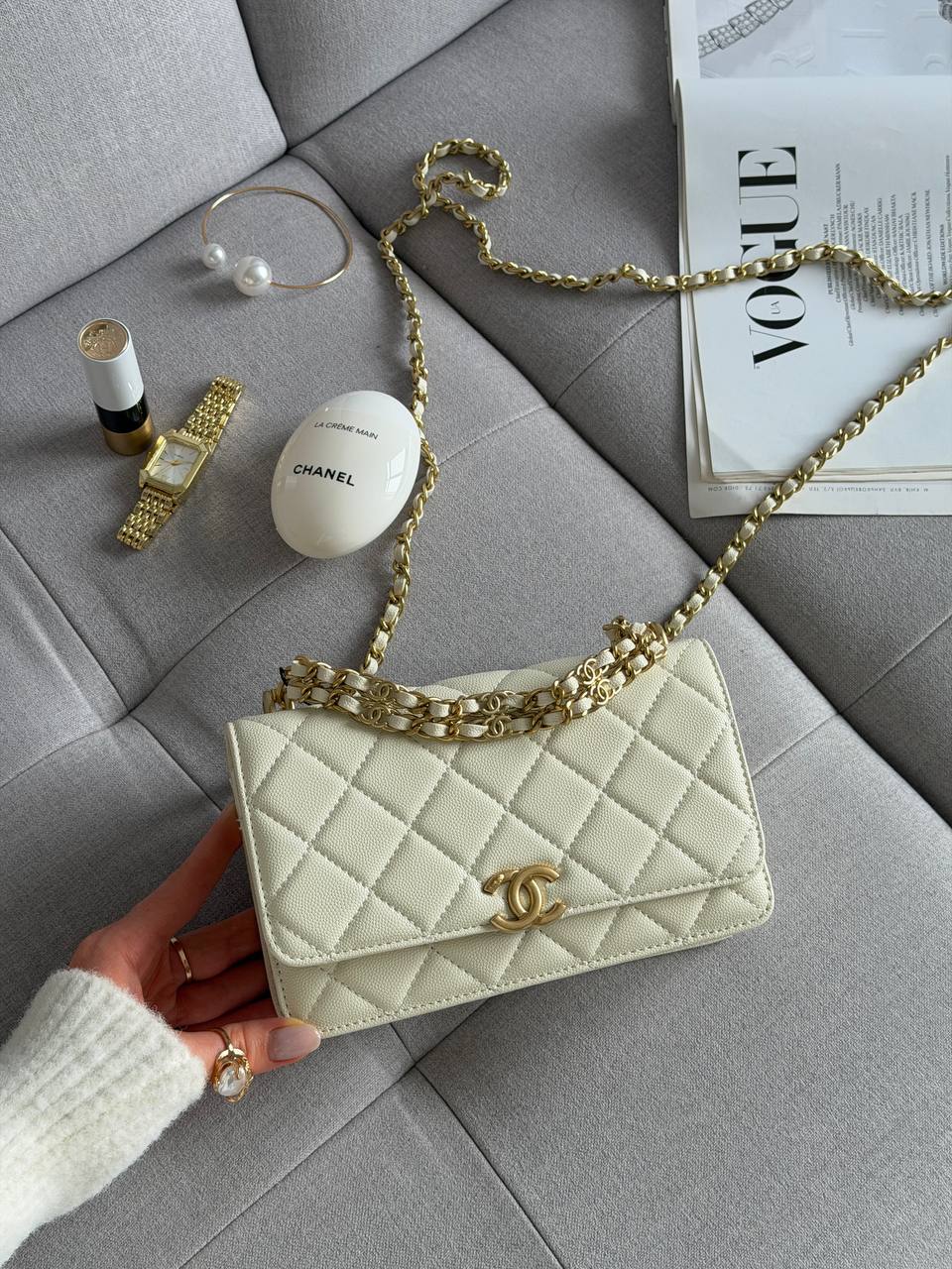 Chanel Wallet on Chain White/Gold - 3