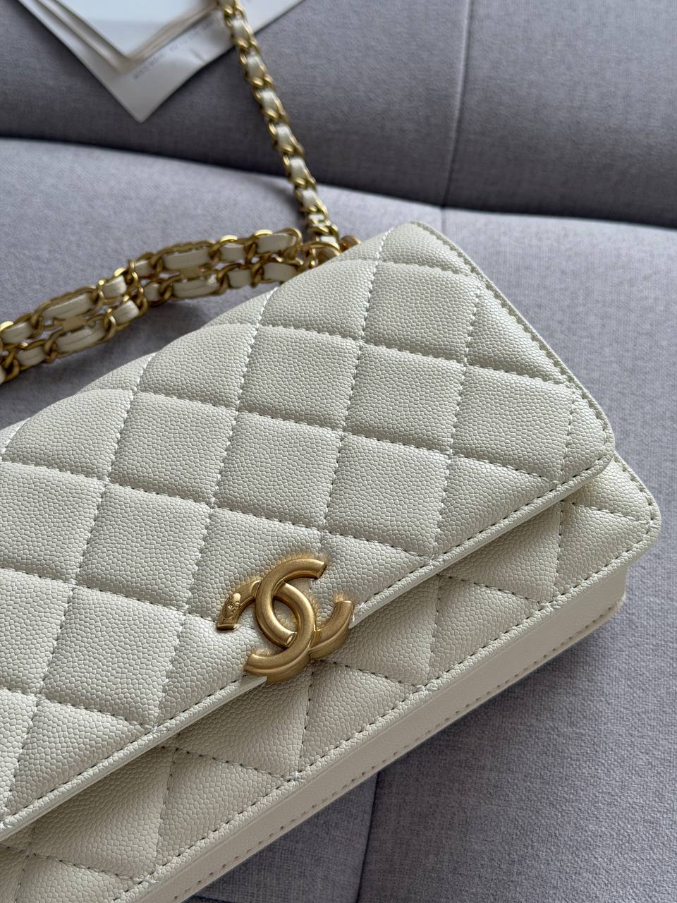 Chanel Wallet on Chain White/Gold - 4