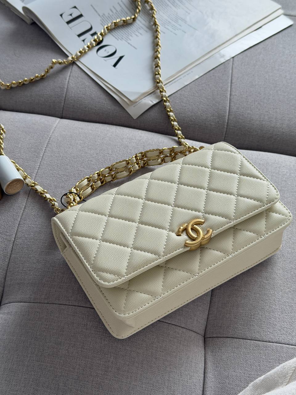 Chanel Wallet on Chain White/Gold - 5