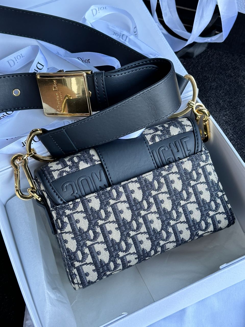 Christian Dior 30 Montaigne Bag Blue/Beige - 7