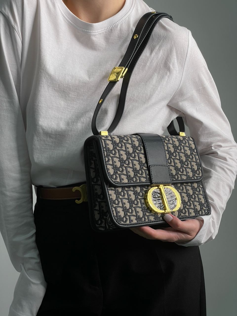 Christian Dior 30 Montaigne Chain Bag Blue Dior Oblique Jacquard - 7