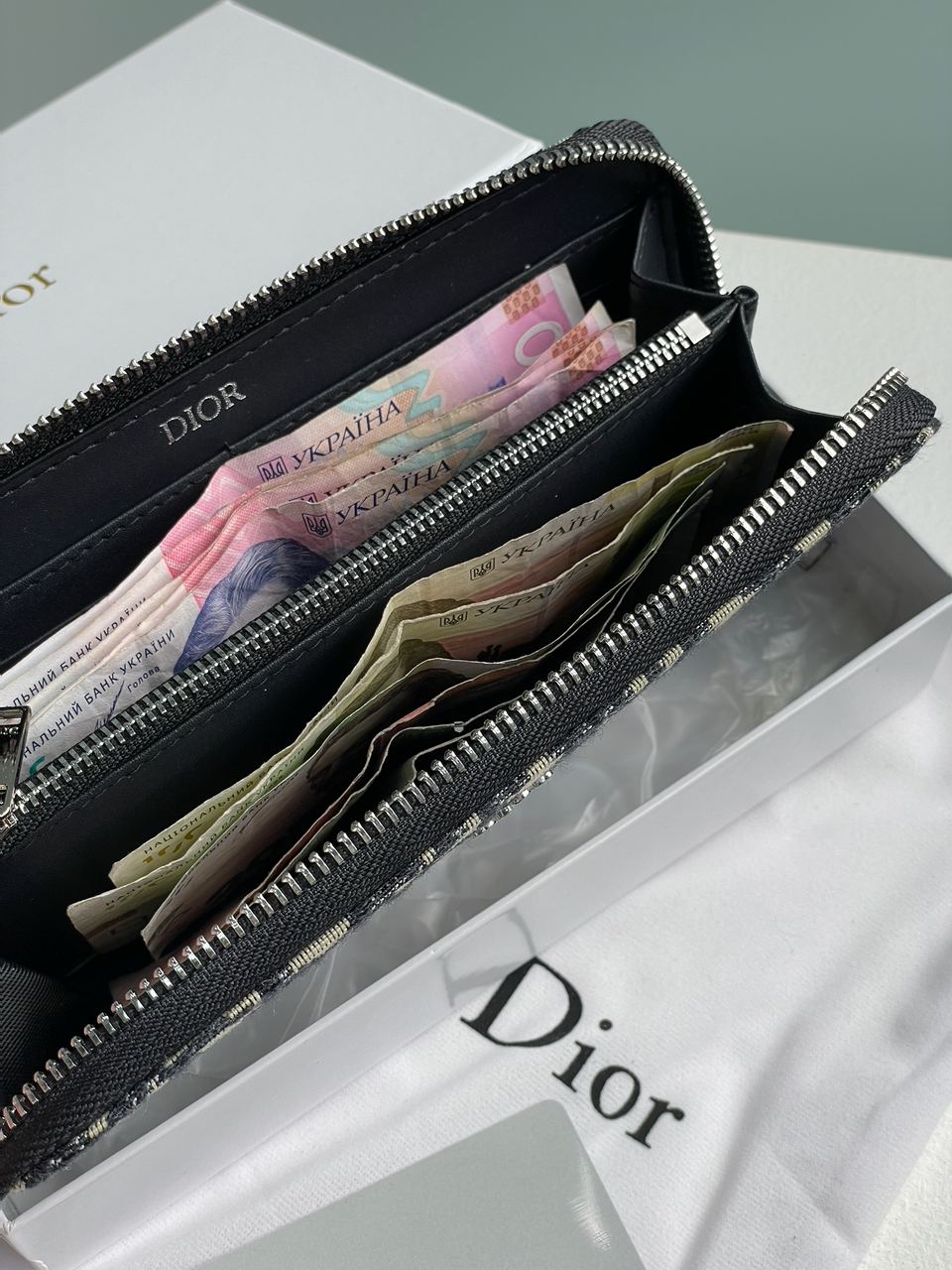 Christian Dior 30 Montaigne Wallet Blue Oblique Jacquard - 16