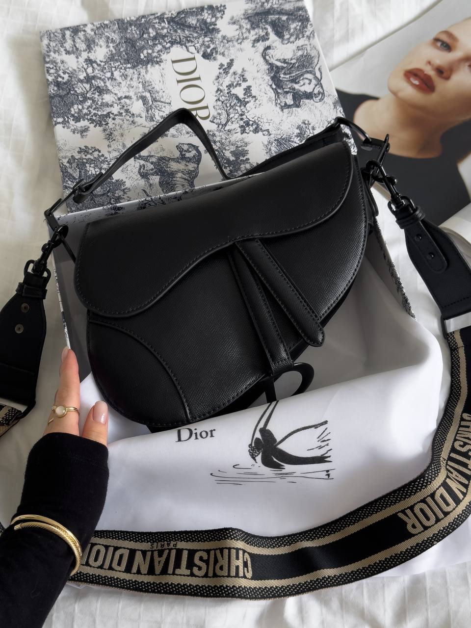 Christian Dior Black Leather Saddle Bag - 4