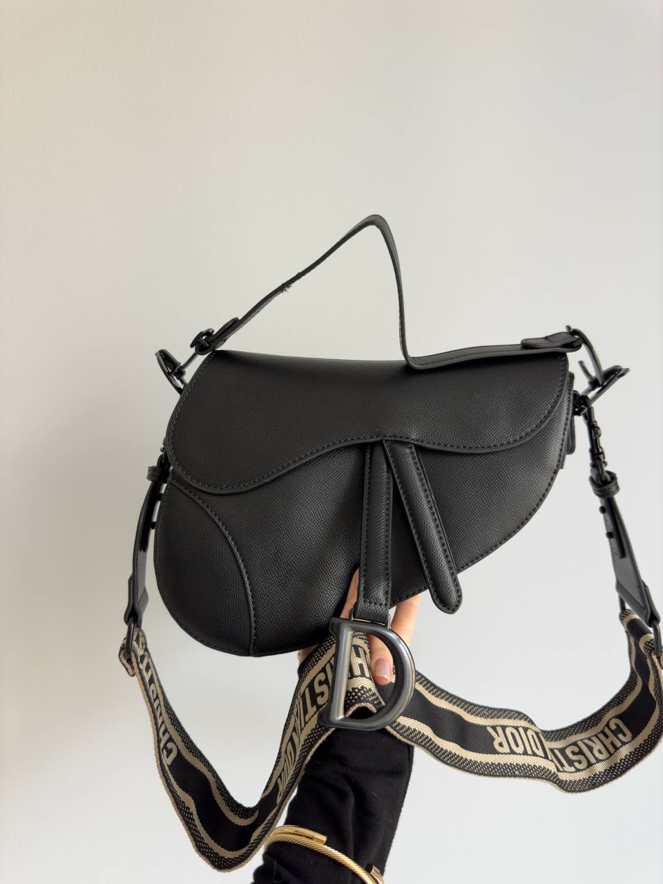 Christian Dior Black Leather Saddle Bag - 8