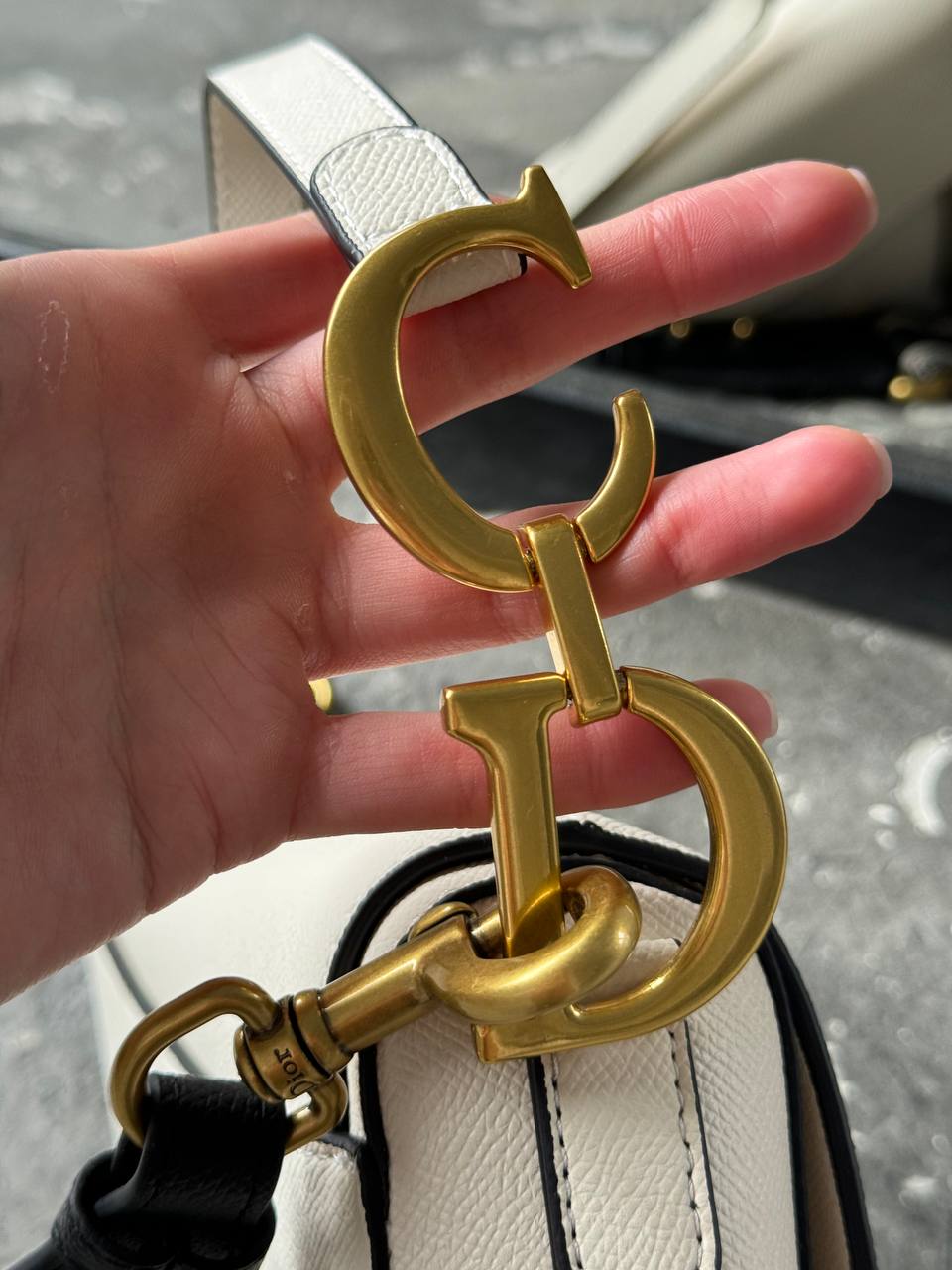 Christian Dior Cream Leather Saddle Bag - 7