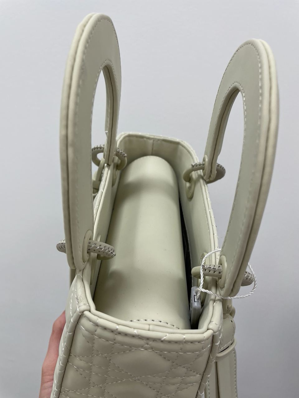 Christian Dior Latte Ultramatte Cannage Calfskin Mini Lady Dior Beige - 13