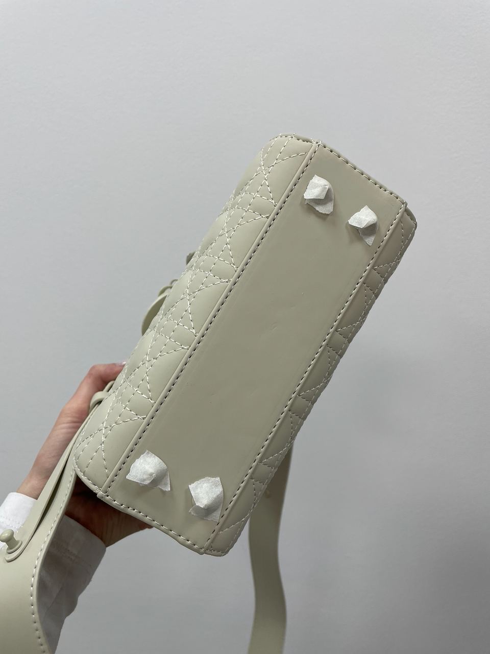 Christian Dior Latte Ultramatte Cannage Calfskin Mini Lady Dior Beige - 17