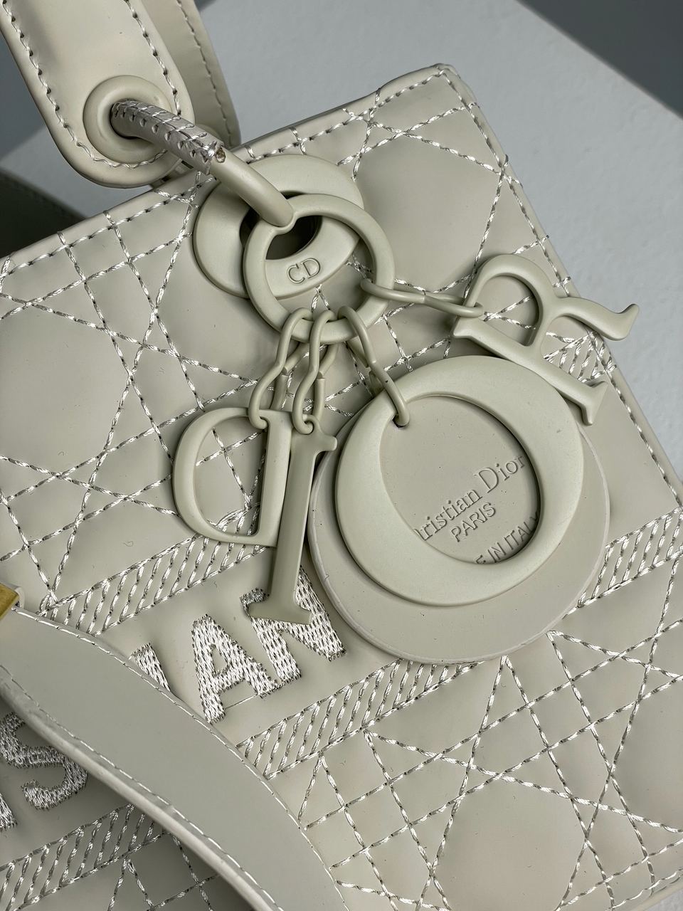 Christian Dior Latte Ultramatte Cannage Calfskin Mini Lady Dior Beige - 9