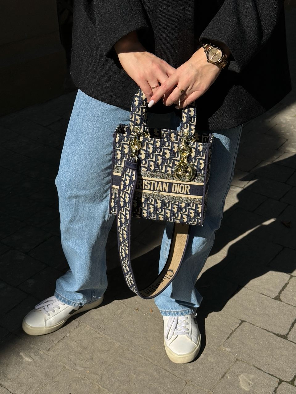 Christian Dior Medium Lady D-Lite Bag Blue/Beige - 6