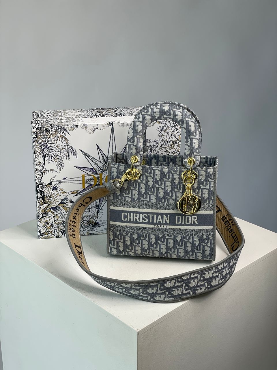 Christian Dior Medium Lady D-Lite Bag Grey - 3