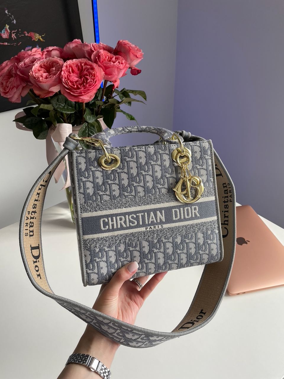 Christian Dior Medium Lady D-Lite Bag Grey - 6