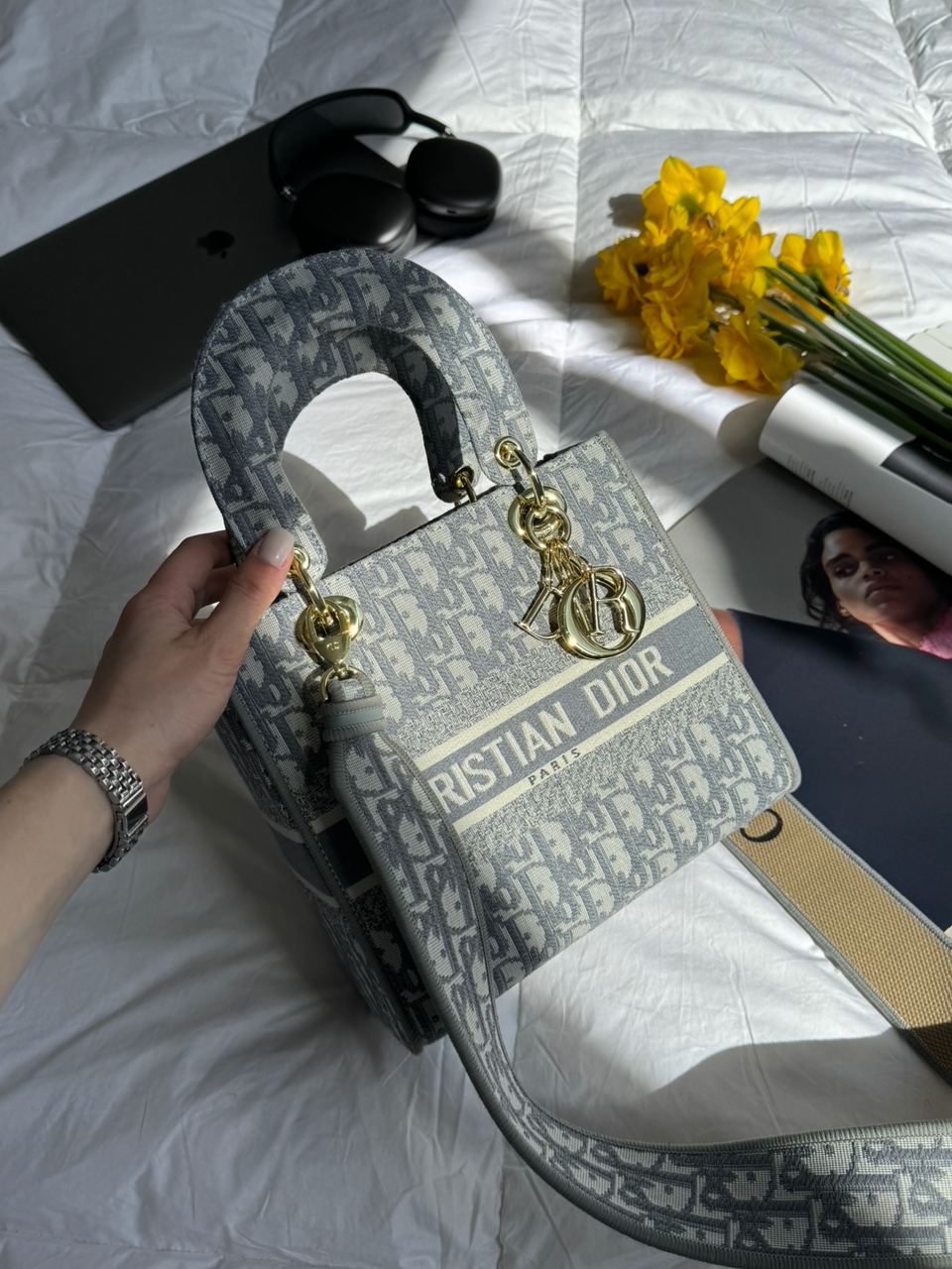 Christian Dior Medium Lady D-Lite Bag Grey - 7