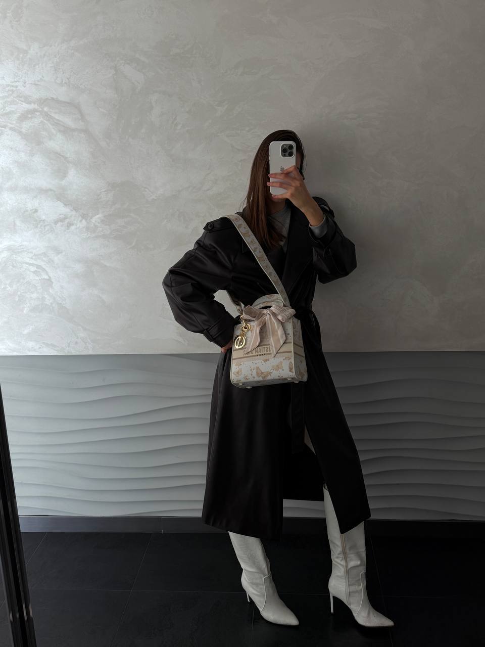 Christian Dior Medium Lady Dior Butterfly Embroidered Canvas Bag in Off-White/Beige - 9