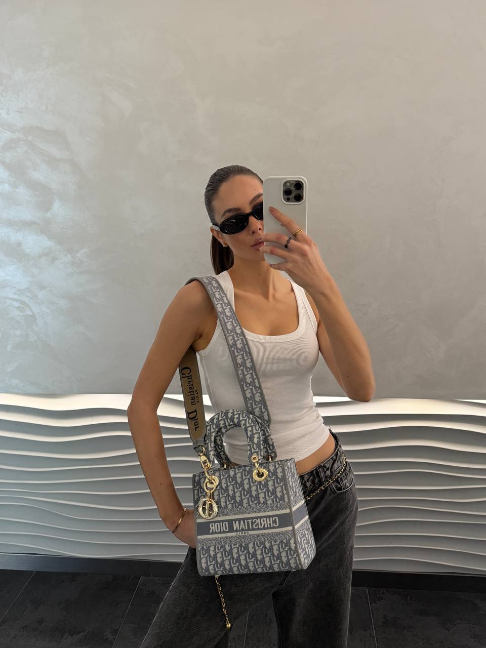 Christian Dior Mini Lady Dior Oblique Canvas Bag in Blue/Gray - 5