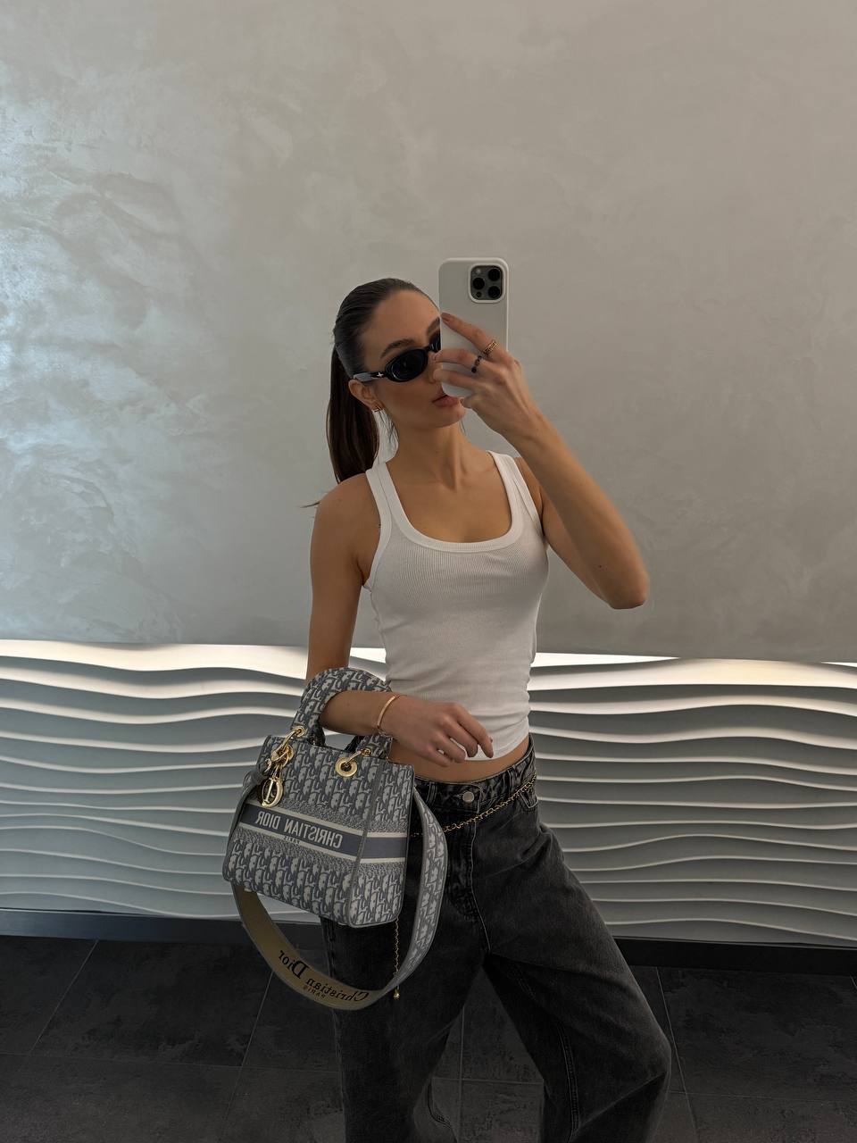 Christian Dior Mini Lady Dior Oblique Canvas Bag in Blue/Gray - 7