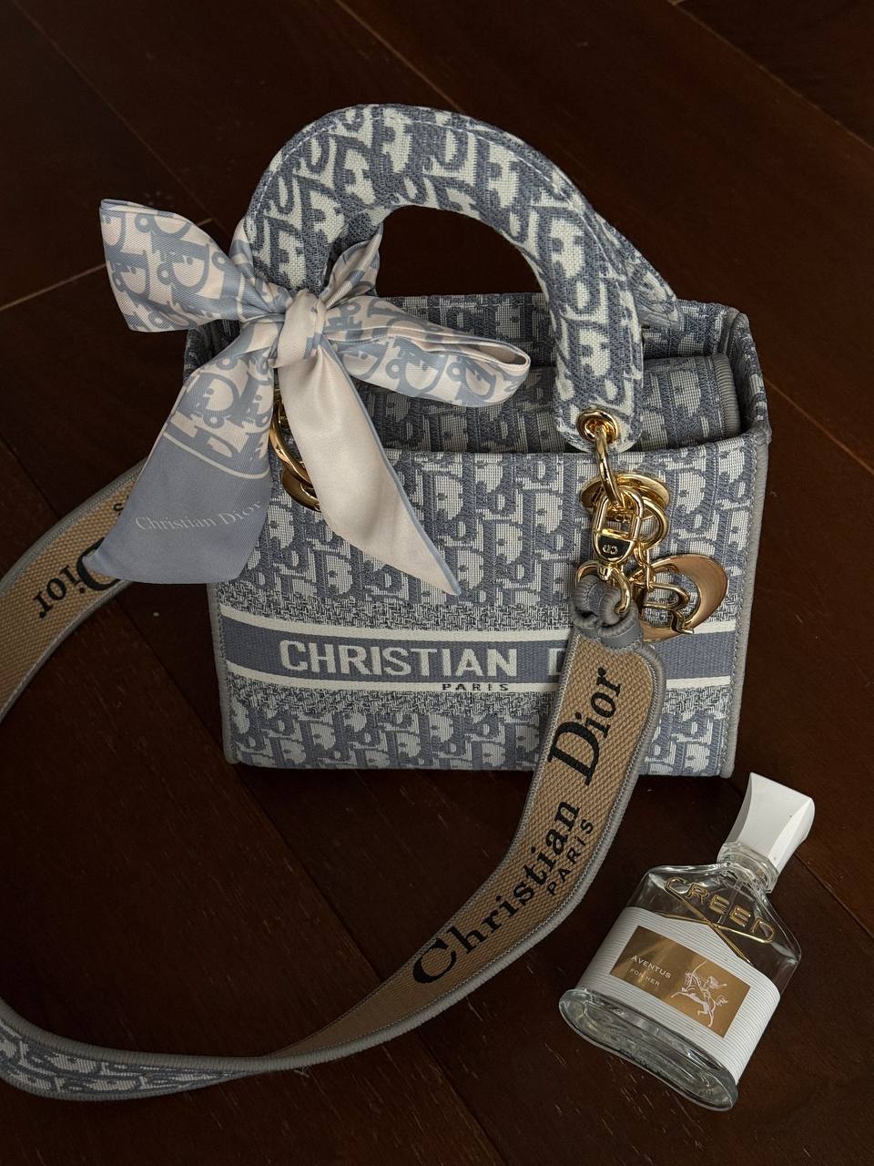 Christian Dior Mini Lady Dior Oblique Canvas Bag in Blue/Gray - 9