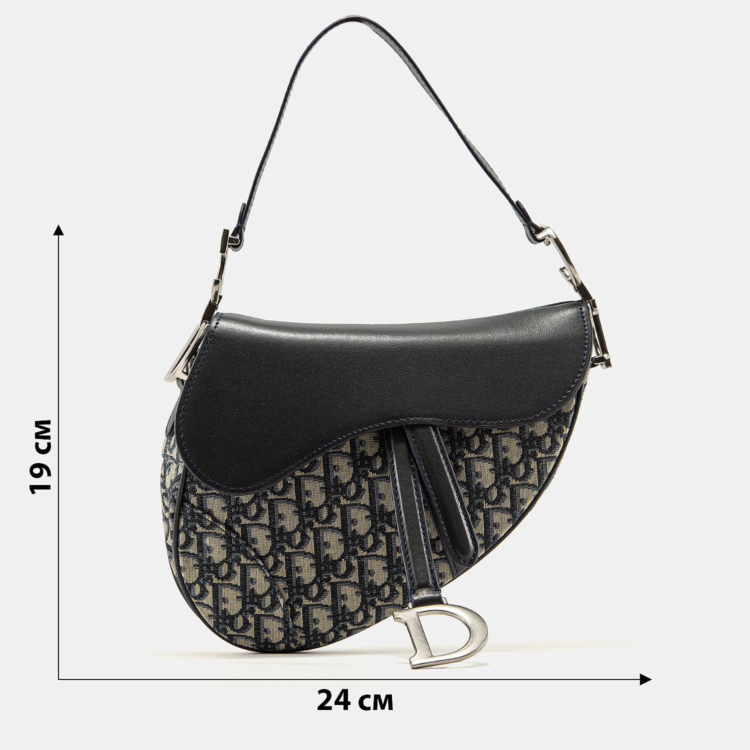 Christian Dior Saddle bag in black Dior Oblique jacquard and calfskin - 3