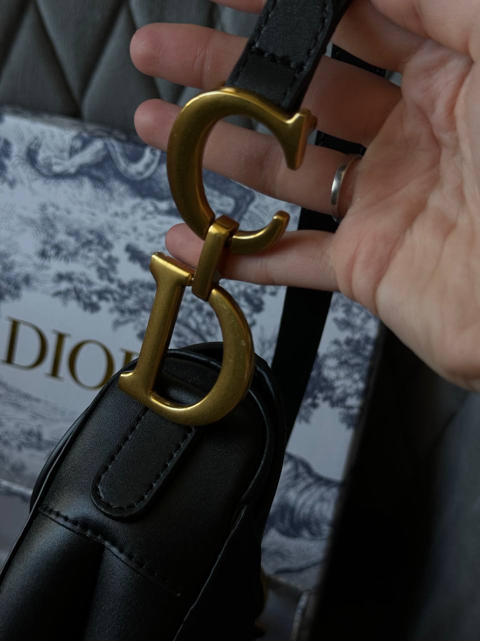 Christian Dior Saddle Bag With Strap Black - 5