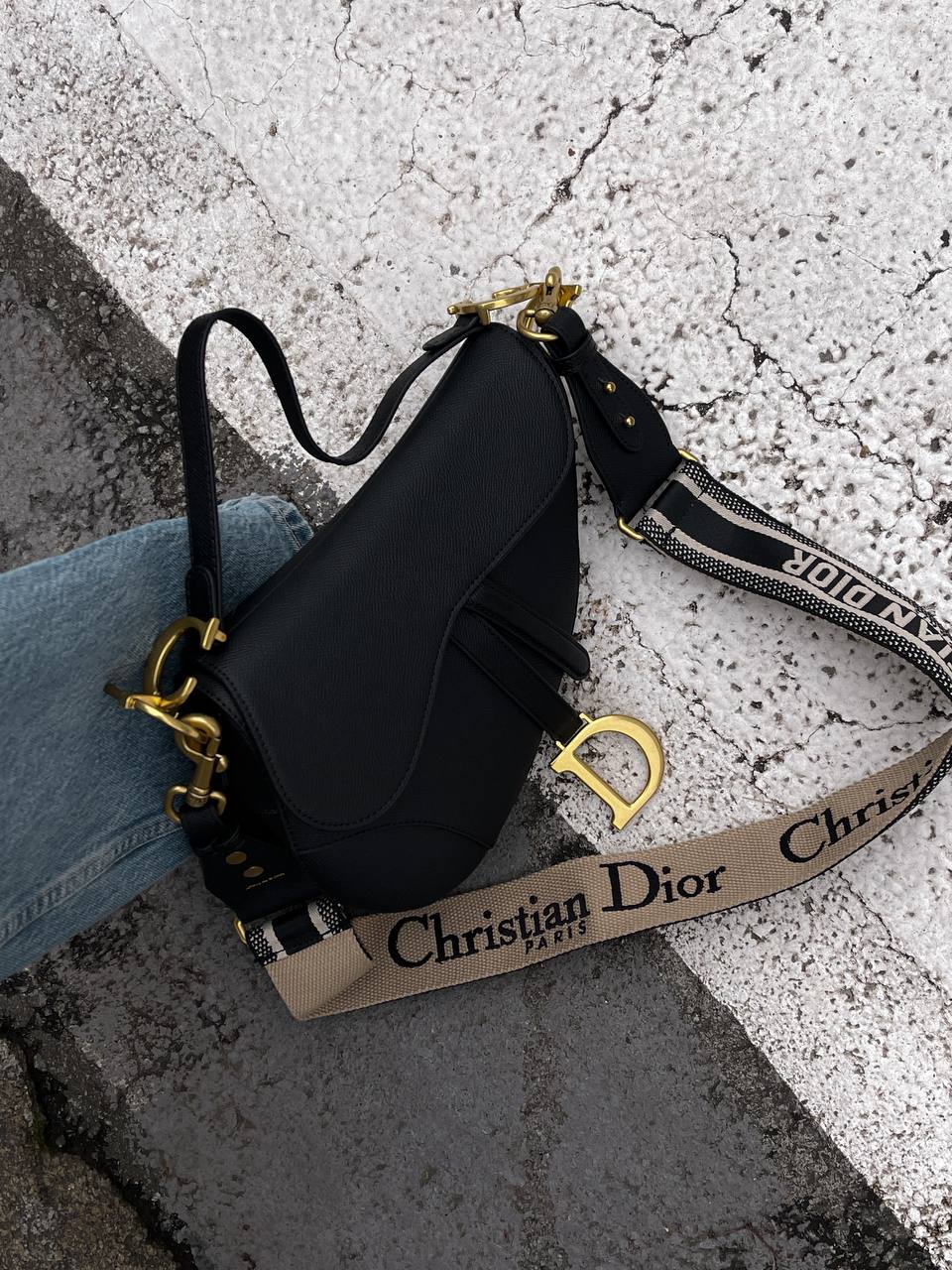 Christian Dior Saddle Bag With Strap Black Goatskin - 2