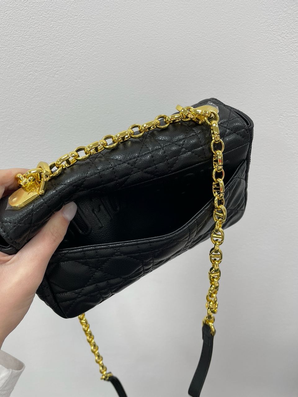 Christian Dior Small Dior Caro Bag Black Supple Cannage Calfskin - 10