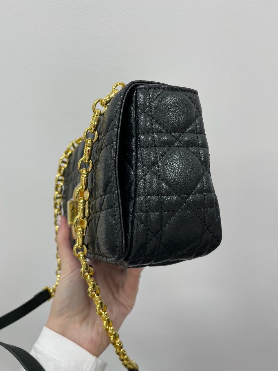 Christian Dior Small Dior Caro Bag Black Supple Cannage Calfskin - 13