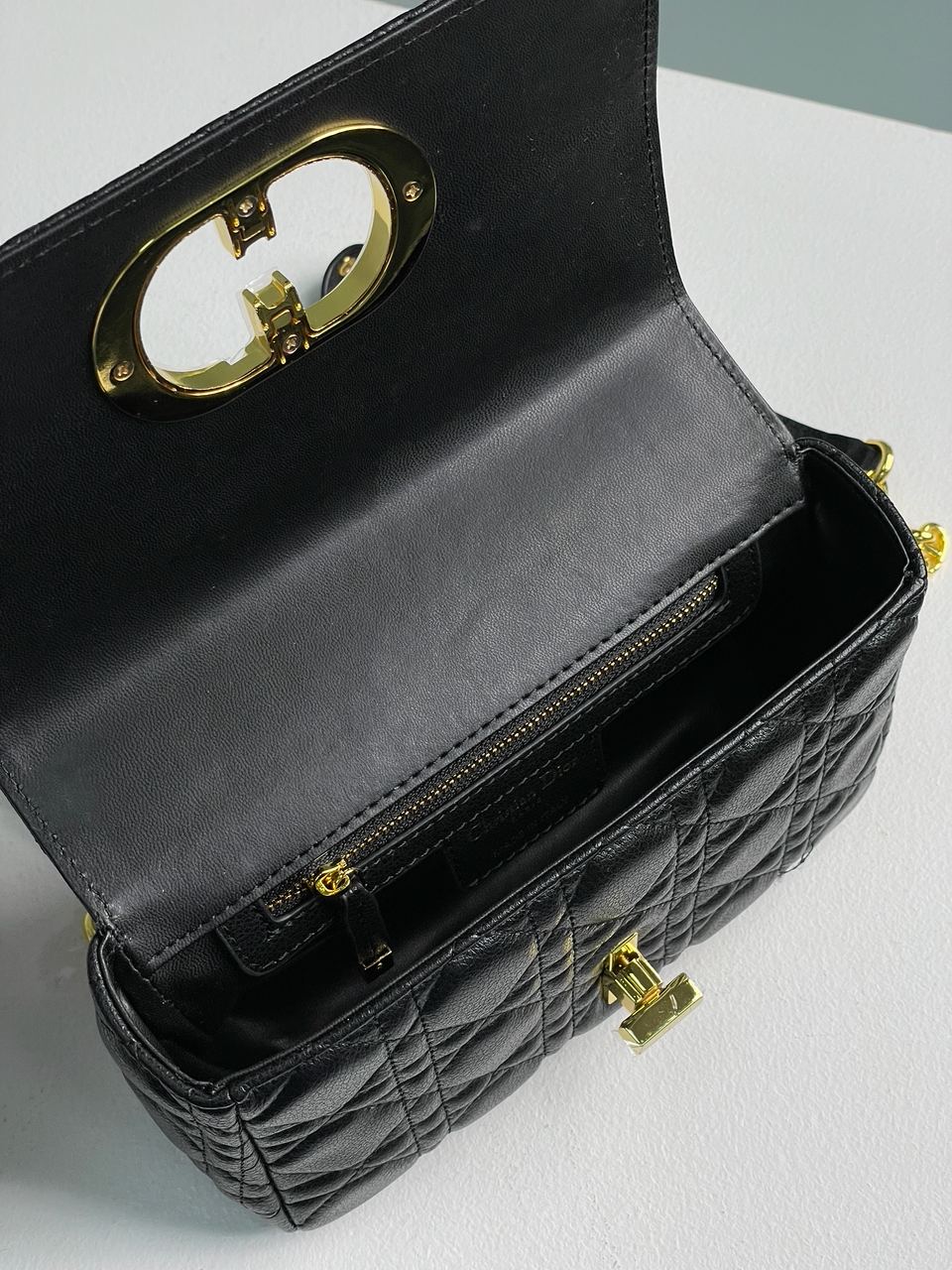 Christian Dior Small Dior Caro Bag Black Supple Cannage Calfskin - 15