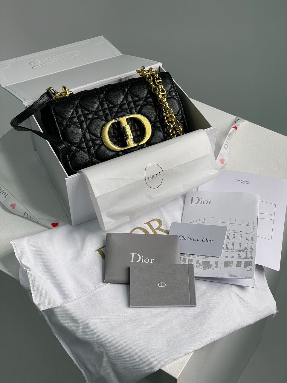 Christian Dior Small Dior Caro Bag Black Supple Cannage Calfskin - 2