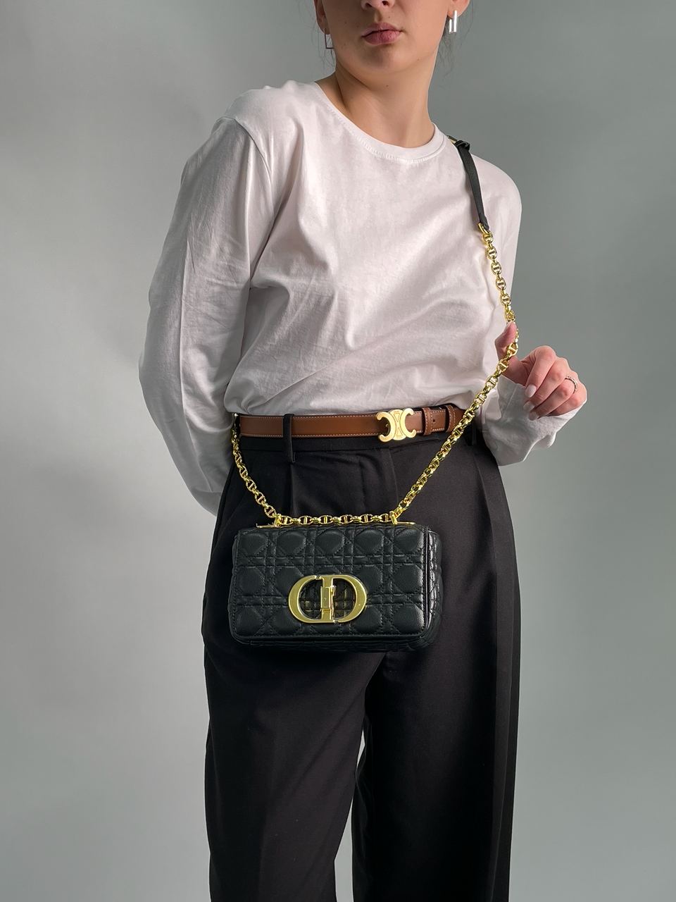 Christian Dior Small Dior Caro Bag Black Supple Cannage Calfskin - 6