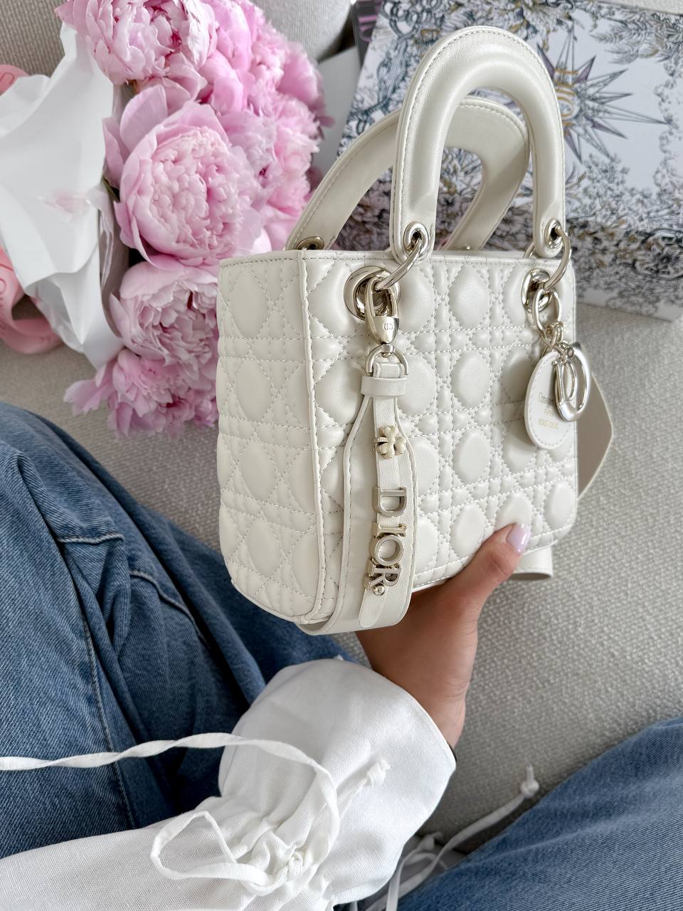 Christian Dior Small Lady Dior My ABCDIOR Bag Milk - 16