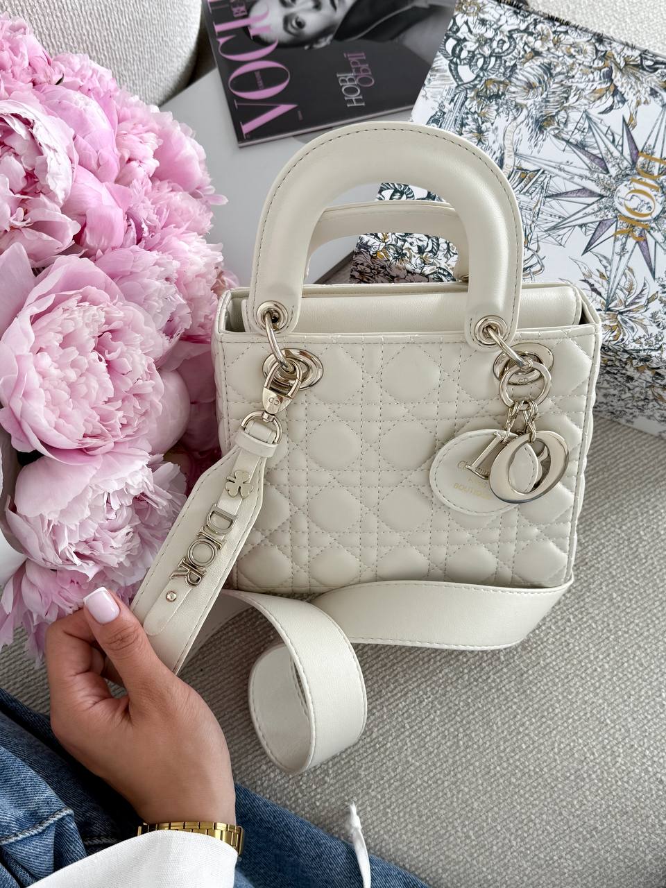 Christian Dior Small Lady Dior My ABCDIOR Bag Milk - 2