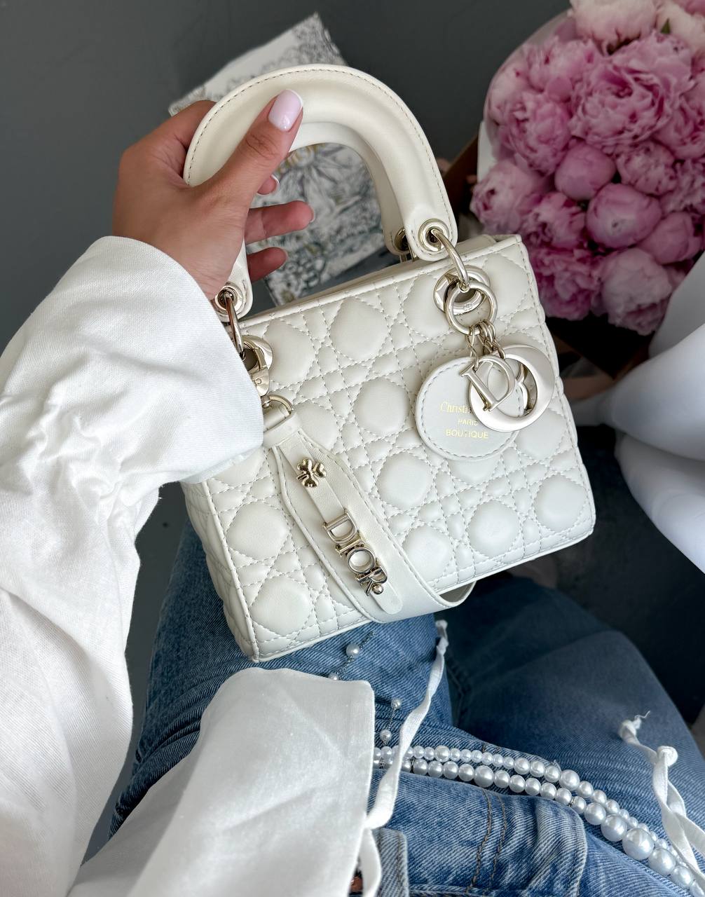 Christian Dior Small Lady Dior My ABCDIOR Bag Milk - 8