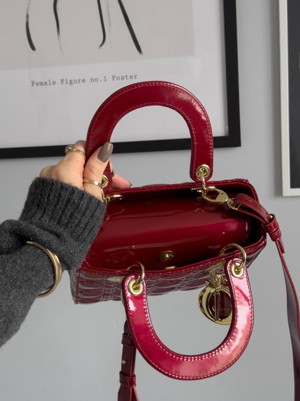 Christian Dior Small Lady My ABCDior Bag Red Patent Cannage Calfskin - 12