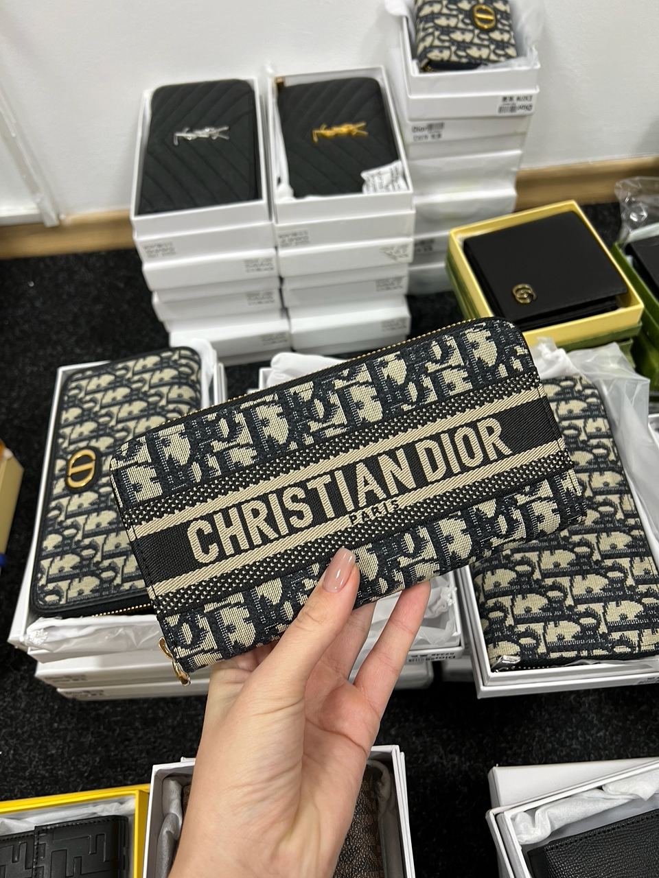 Christian Dior Wallet Blue Oblique Jacquard Blue - 6