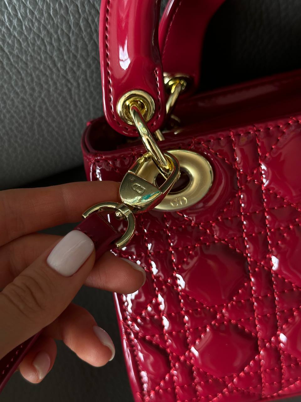 ChristianDior Lady Mini Cherry Red/Gold - 7
