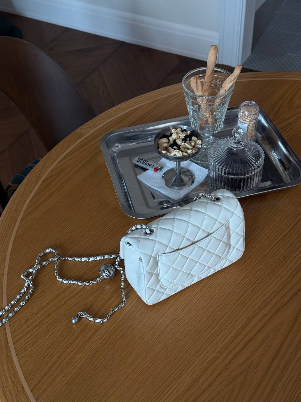 Classic 1.55 Small Single Flap in Milk/Silver - 9